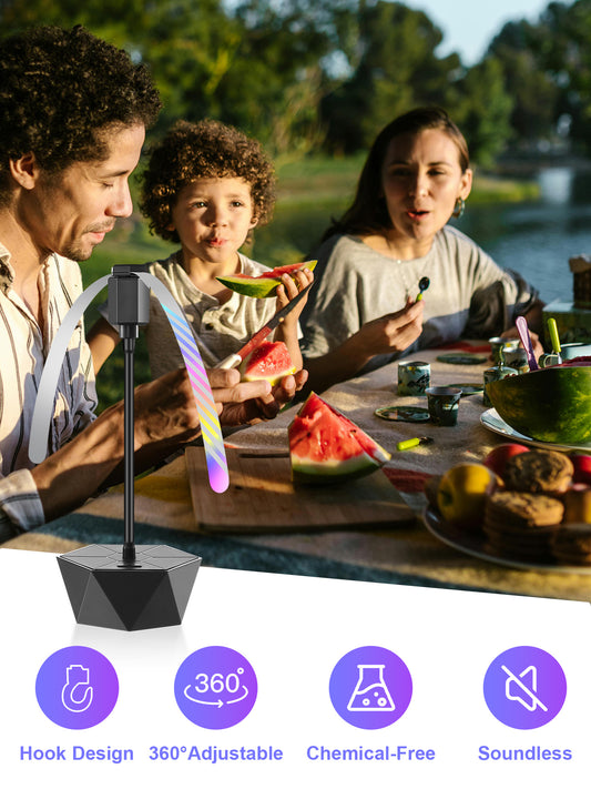 Fly Fans for Tables, Repellent Fans Keep Flies Away, Fly Spinner Table Top with Holographic Blades, Flies Deterrent for Picnic, Party, BBQ (Black, 4 Pack)