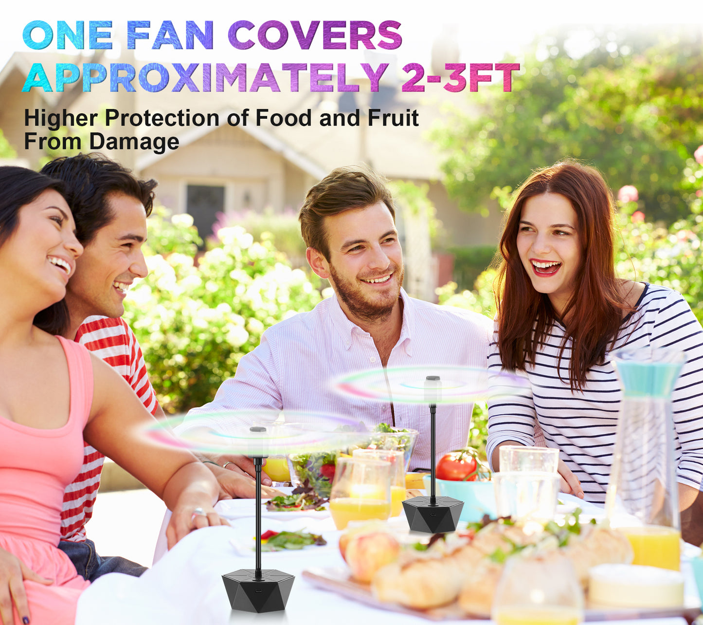 chemotex Fly Fans for Tables Rechargeable, Table Top Fly Spinner to Keep Flies Away from Food, Portable Fly Repellent Fan with Soft Stop Blades for Outdoor, Picnic, Patio & BBQ (Black, 4Pack)