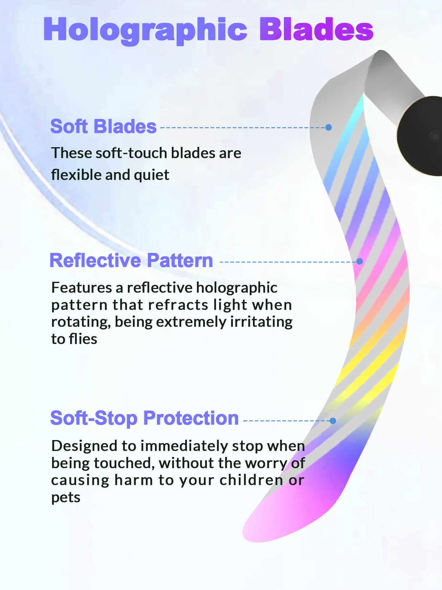 Fly Fans for Tables, Repellent Fans Keep Flies Away, Fly Spinner Table Top with Holographic Blades, Flies Deterrent for Picnic, Party, BBQ (Black, 4 Pack)