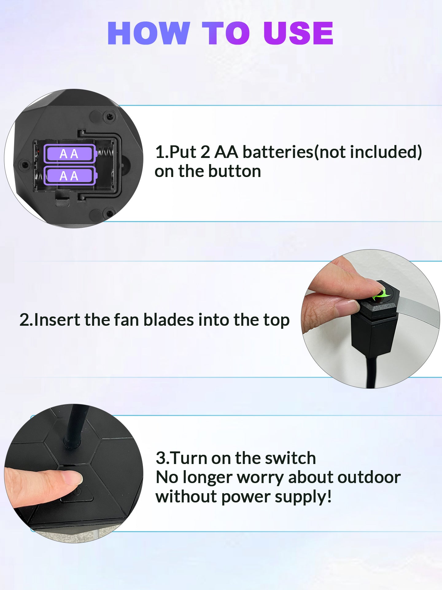 Fly Fans for Tables, Repellent Fans Keep Flies Away, Fly Spinner Table Top with Holographic Blades, Flies Deterrent for Picnic, Party, BBQ (Black, 4 Pack)