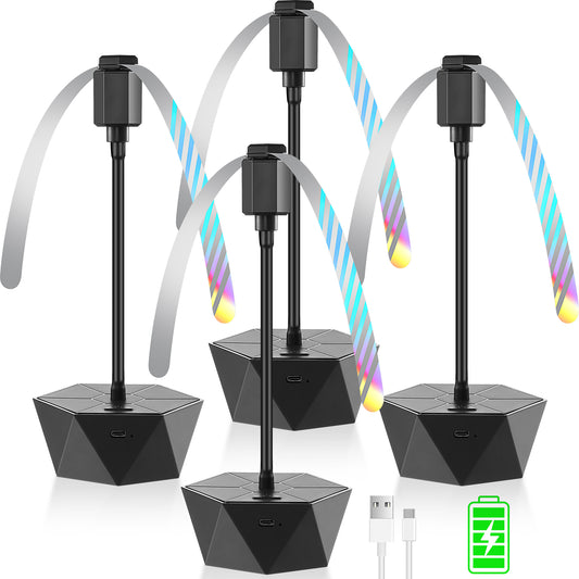chemotex Fly Fans for Tables Rechargeable, Table Top Fly Spinner to Keep Flies Away from Food, Portable Fly Repellent Fan with Soft Stop Blades for Outdoor, Picnic, Patio & BBQ (Black, 4Pack)